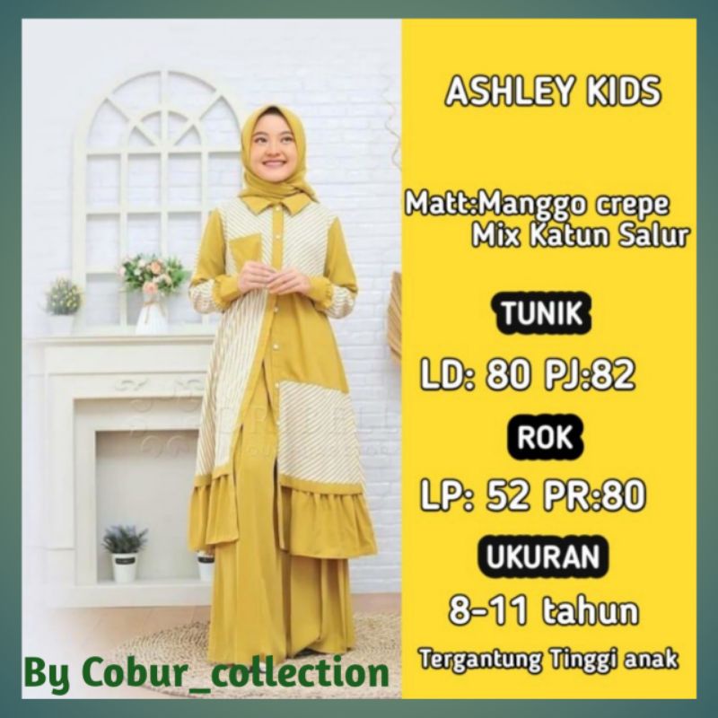 Gamis Anak Ashley kids (free Jilbab) usia Tanggung baju gamis muslim SYARI  Usia 8-11Tahun