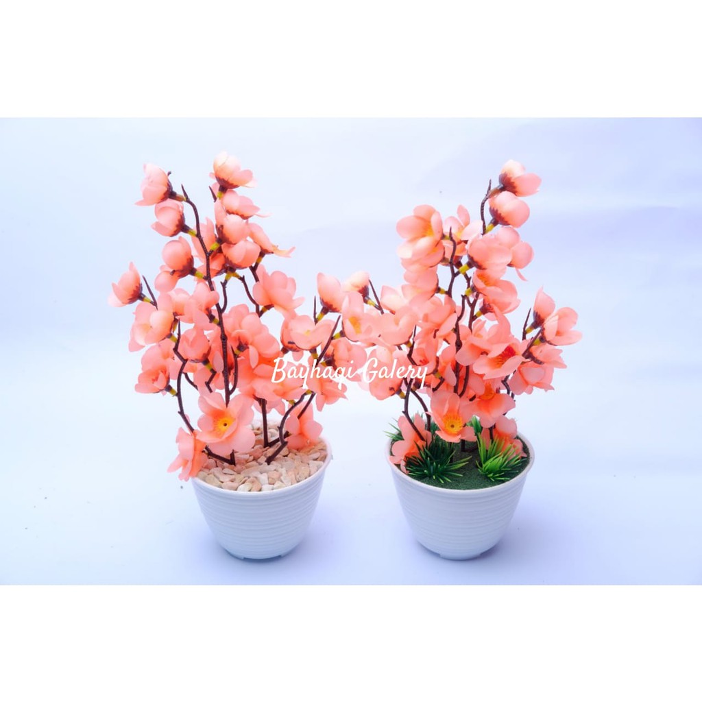 BUNGA SAKURA RIMBUN IMPORT MURAH D10 // BUNGA HIAS SAKURA // BUNGA ARTIFICIAL// BUNGA DEKORASI RUMAH-Peach