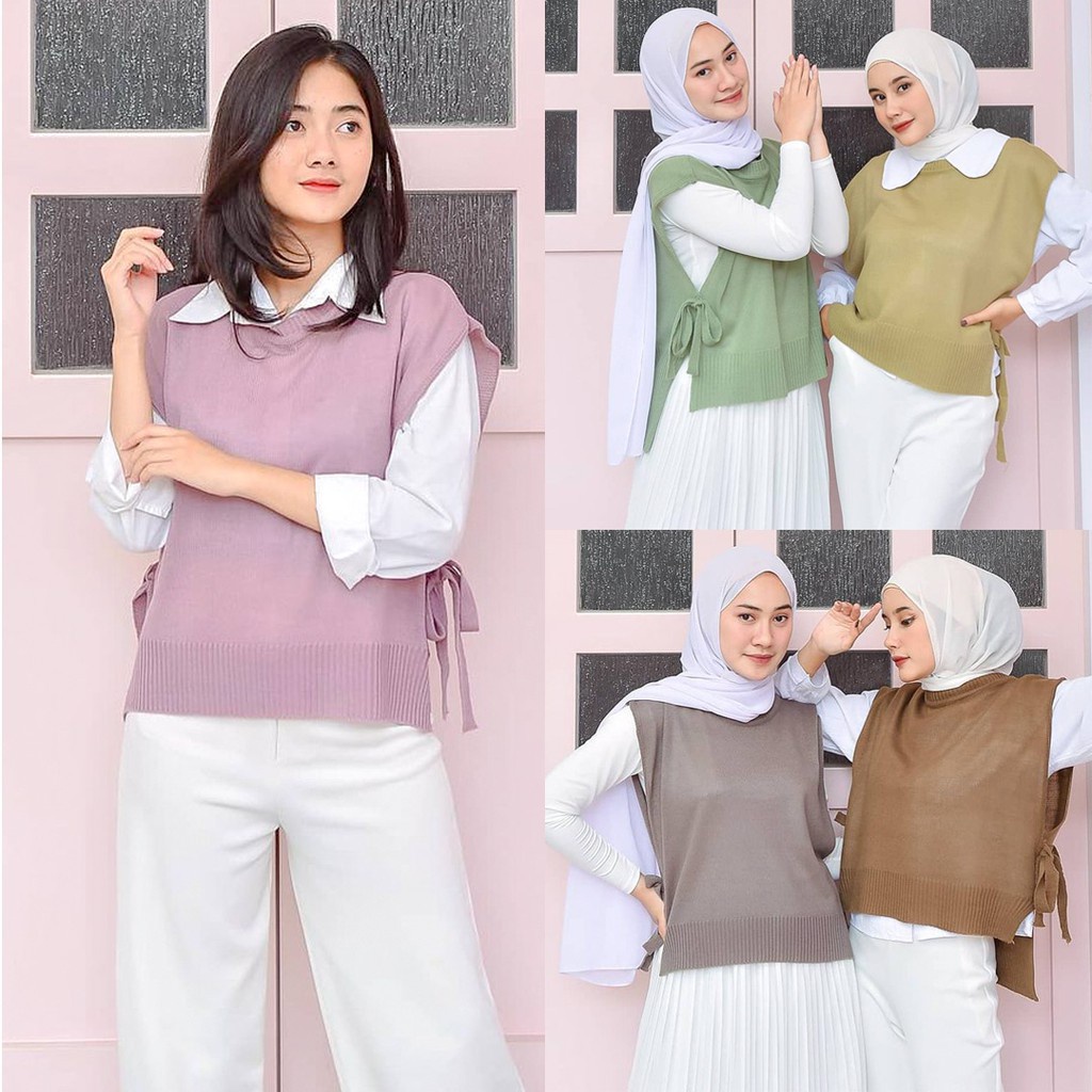 VEST ROMPI RAJUT TALI/VEST KNIT OUTER/ROMPI POLOS RAJUT WANITA