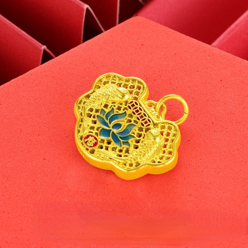 Kalung Rantai Dengan Liontin Gembok Hollow Lapis Emas Emas Asli Kadar 375Gaya Korea Untuk Wanita