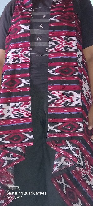 Vest Songket Katun Motif Tenun Batik Wanita Atasan Cewek Outer Modern Warna Seragam