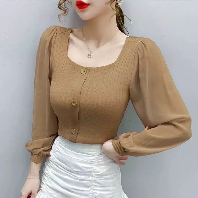 MDLV~L943 ELSI KNIT TOPS LENGAN PANJANG // WOMEN FASHION IMPORT