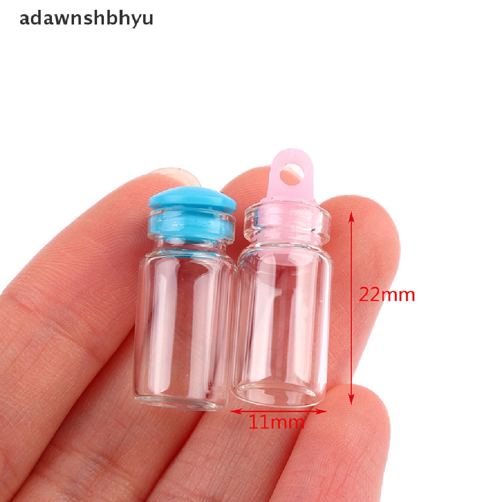 Adawnshbhyu 10Pcs 1ML 11*22mm Botol Kaca Toples Kaca Kecil Sealed Bottles Wishing Bottles