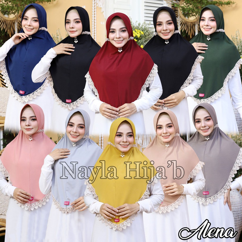 Jilbab Instan Serut Alena Renda Import Kerudung Instan Jersey Super Premium Termurah Nayla Hijab