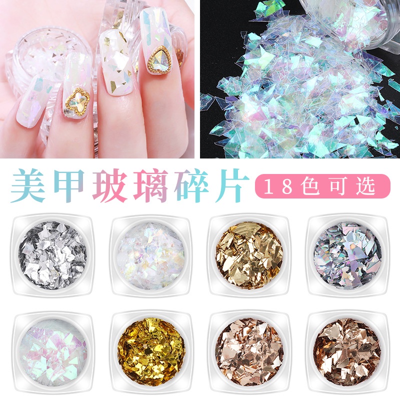 【 COD 】Nail foil korean BROKEN glass gold silver hiasan nailart japan nails foil transfer foil glass kutek gel