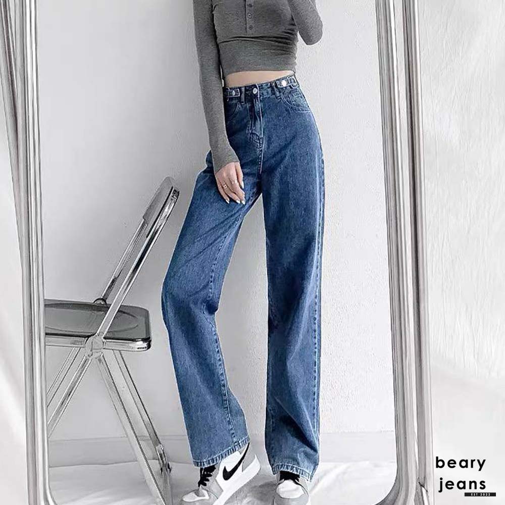 BEARYJEANS Celana Jeans Wanita Adjustable Denim Wear High Waist Kulot Jeans Boyfriend Jeans - BJ003