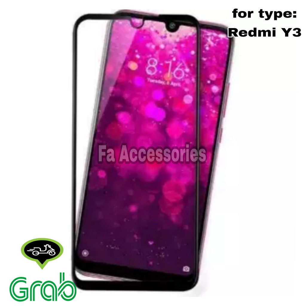 TEMPERED GLASS 5d full lem XIAOMI REDMI Y3 HITAM