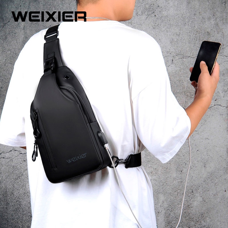 WEIXIER XB301 Tas Selempang Pria Shoulder Bag USB Port Anti Air WK-SBY