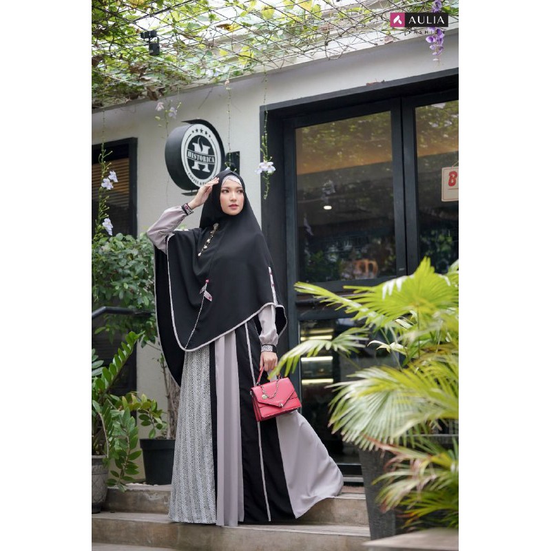 SET GAMIS SULTAN 9 SILVER JETBLACK || SET GAMIS BY AULIA FASHION SETELAN HIJAB SYRI DRESS BAJU BUSAN