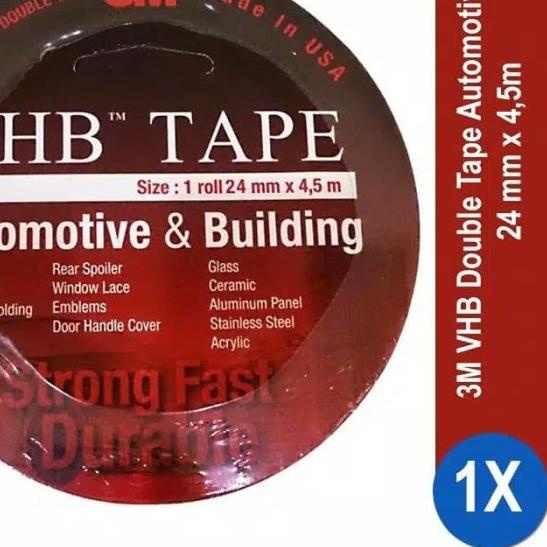 

✪ 3M VHB 24mm x 4.5m Double Tape Foam Merah Otomotif & Building ORI 3M ➹