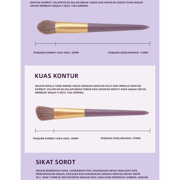Set Kuas Makeup Make Up Brush Set 10pcs Free Dompet