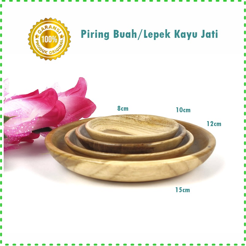 Piring Buah/Lepek/Tatakan Gelas Kayu Jati 8cm/10cm/12cm