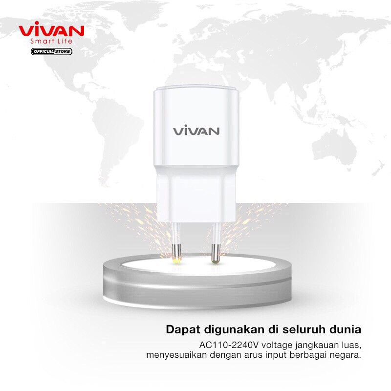 VIVAN Charger Original Power Oval 3.0 II 18W with a Quick Charging Cable - Garansi Resmi 1 Tahun