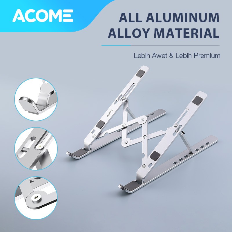 ACOME Stand Holder Laptop Portable Alumunium Alloy Garansi Resmi 1 Thn ALS01-4