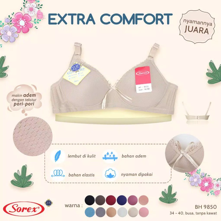 RC Sorex Bra Extra Comfort Busa Tanpa Kawat Kait 2 Setara Cup B BH 9850