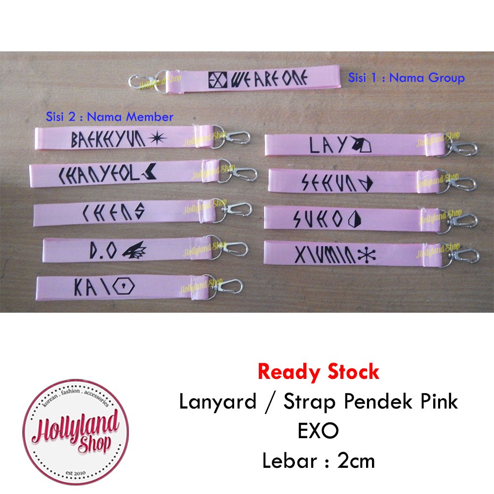 

Lanyard Strap Gantungan Tali Pendek Pink EXO Member Treasure I Love You Unofficial