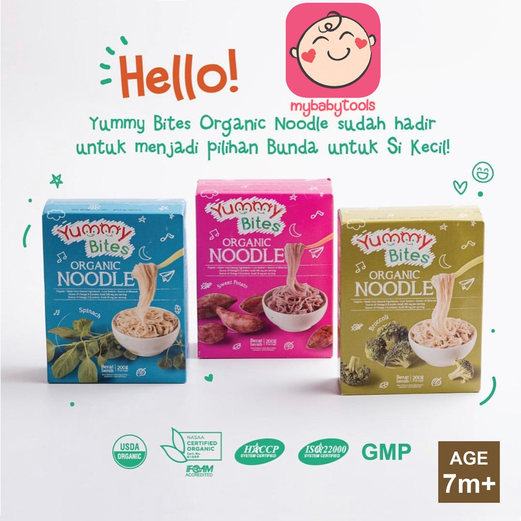 YUMMY BITES ORGANIC NOODLE / MIE BAYI ORGANIK / MPASI / MIE BAYI MPASI