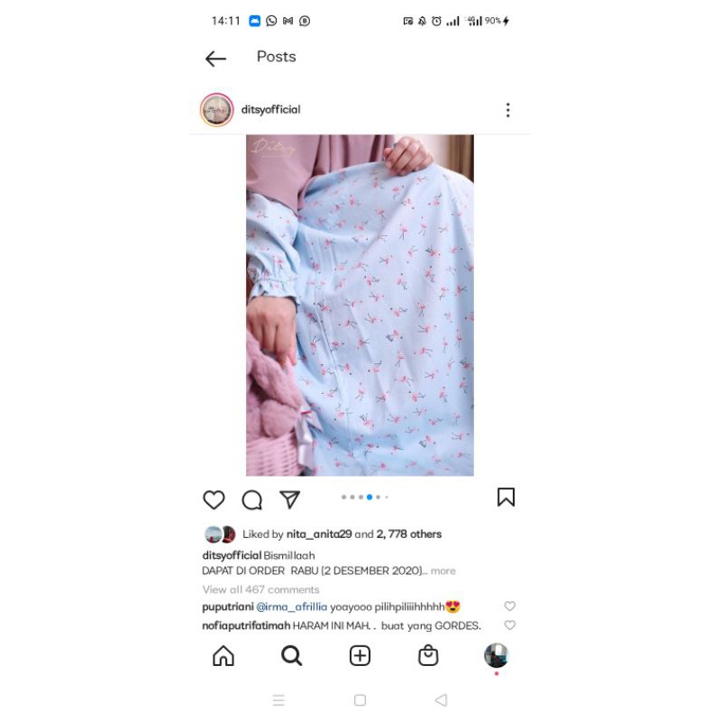 ditsy FLAMINGO CYAN L