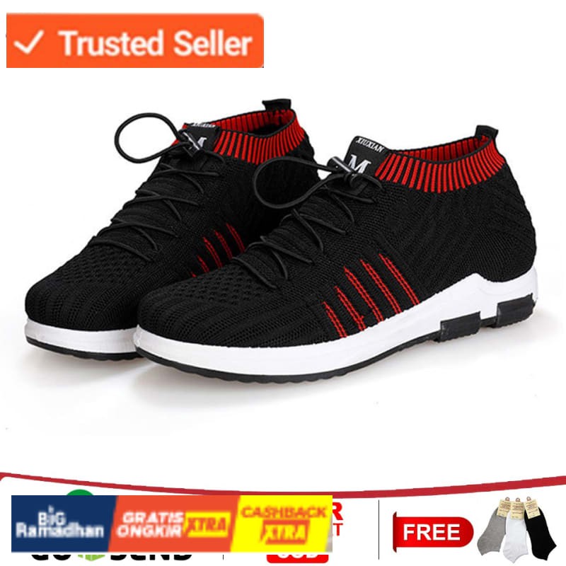 SNEAKERS COWOK HITAM BIRU MISTY  Leedoo Sepatu Pria Import Sepatu Casual Sneakers Fashion Shoes