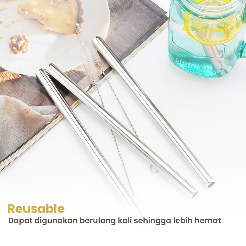 Reusable Sedotan Stainless Steel - Straw Model Melengkung