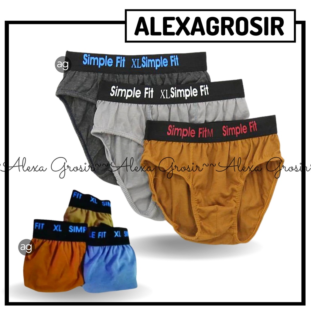 Undies Celana Dalam Pria Polos Merk Simple Fit Ukuran ampe extra jumbo size M,L ,XL,3L Grosir OkE