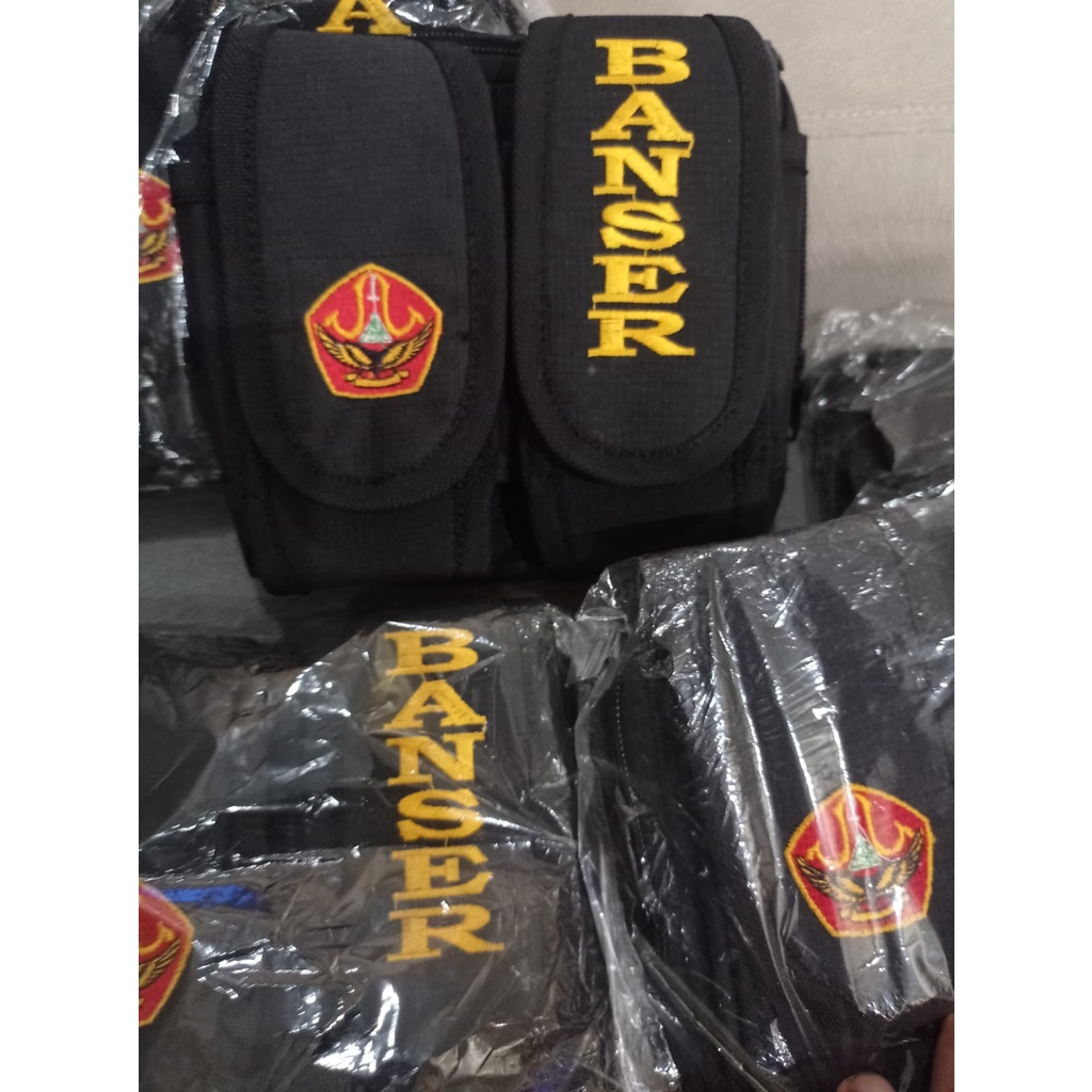 Tas Pinggang Kopel Bordir Logo Banser NU Dompet Tempat Magazine Pouch Holster