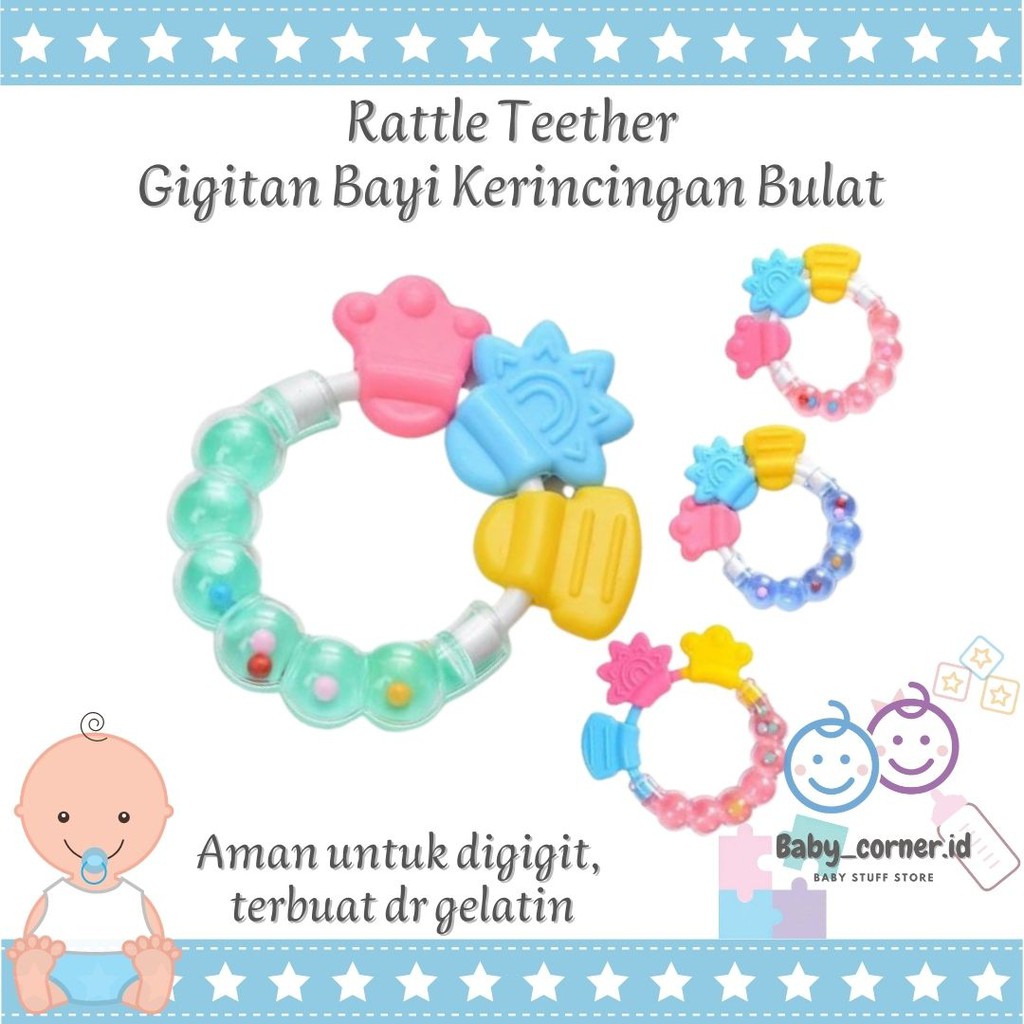 Rattle Teether Bayi Kerincingan Bulat | Gigitan Bayi | Mainan gigitan bayi | Krincing Kerincing Bayi