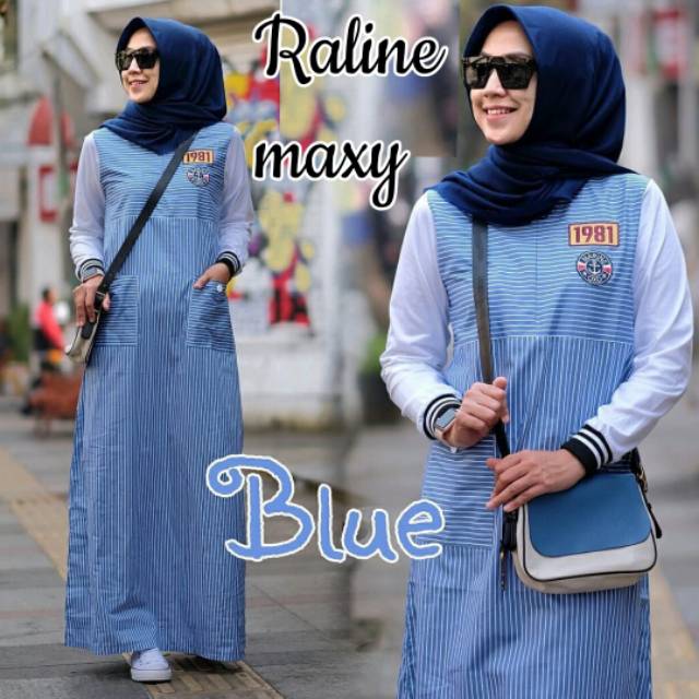 Isna@Raline Maxy BLUE matt katun salur ,tangan combat  LD 100 PJ 130