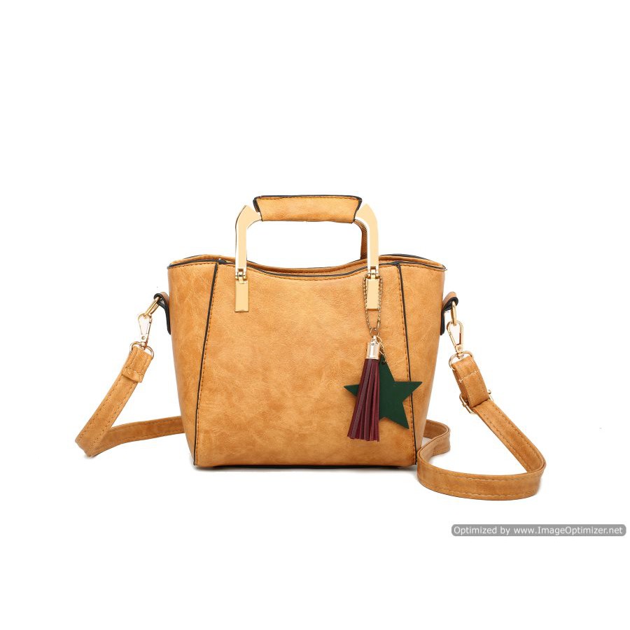 tas hand bag tangan wanita warna coklat muda apricot import femme grip