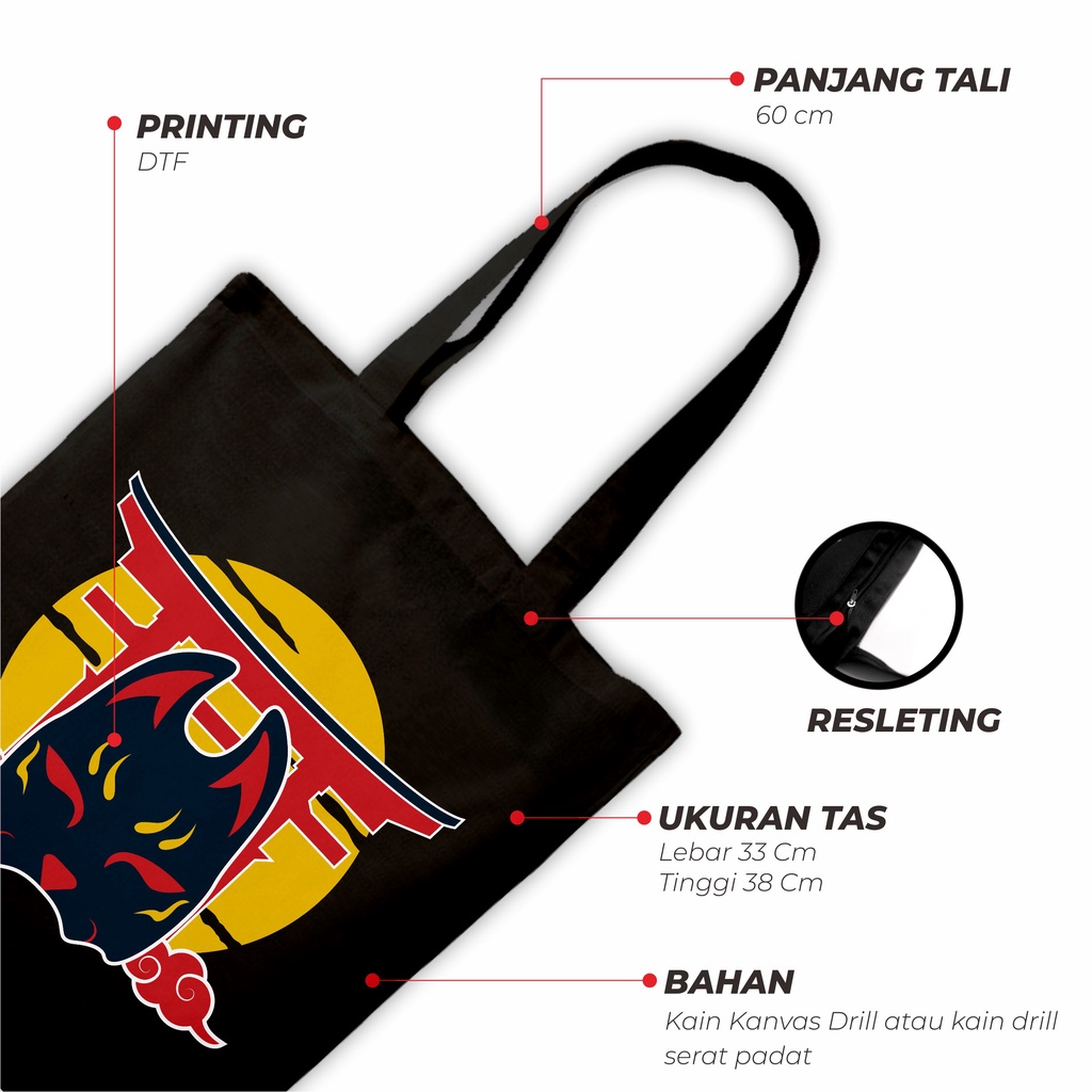 Sevine Tas Wanita Totebag Tote Bag Resleting Japanese Black Series Hitam - NPN9