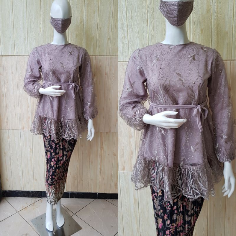 SETELAN KEBAYA BROKAT / KEBAYA WISUDA / KEBAYA PESTA / KEBAYA TULLE MODERN /KEBAYA TUNIK BROKAT