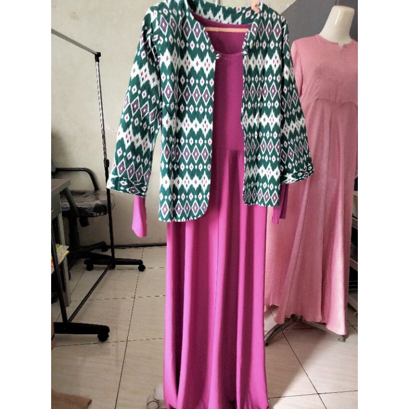 gamis Jersey mix blazer katun batik preloved