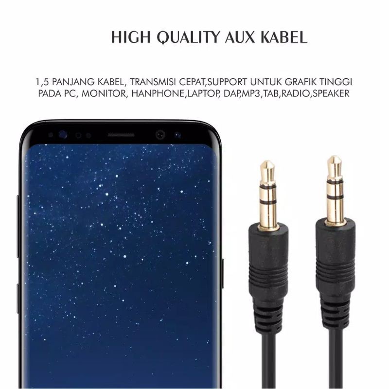 Kabel AUX 3.5mm to 3.5 mm Male to Male Jack Untuk Audio Mobil,MP3,Speaker Panjang 1,5M