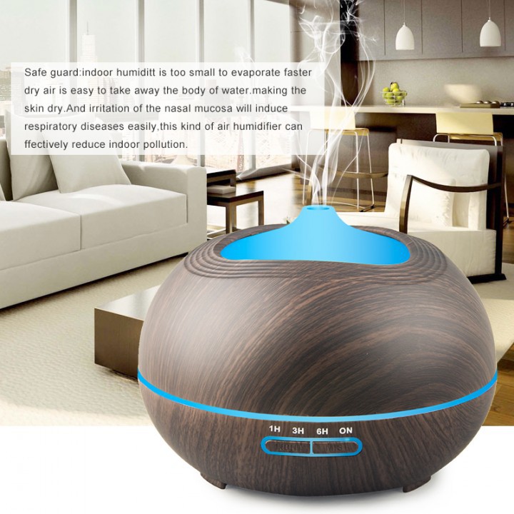 H10 - Wooden Essential Oil Aroma Humidifier 7 Color LED Light- 400ml