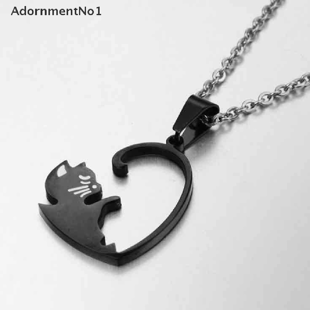 (AdornmentNo1) Kalung Rantai Dengan Liontin Kucing Bahan Stainless steel Untuk Pasangan / Pria / Wanita