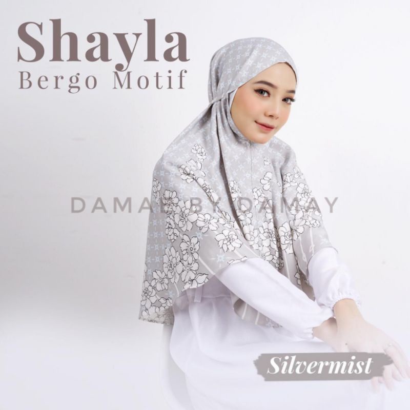 kerudung bergo motif/hijab instan motif/bergo premium bahan maxmara import/hijab sehari-hari-Silvermist