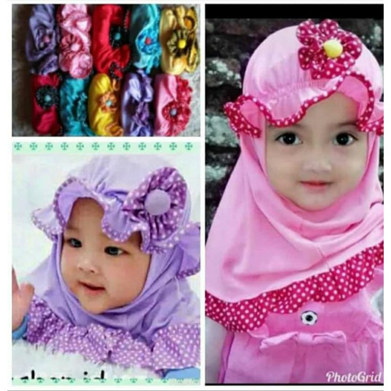 jilbab / anak / bayi / hijab /allsize 0-3 tahun/ TOPI LIST