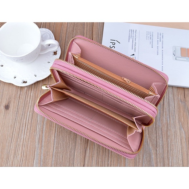 DOMPET PANJANG WANITA PREMIUM 2 RESLETING KULIT NAOMI IMPORT MURAH KARTU KOREA TALI UANG BATAM CEWEK