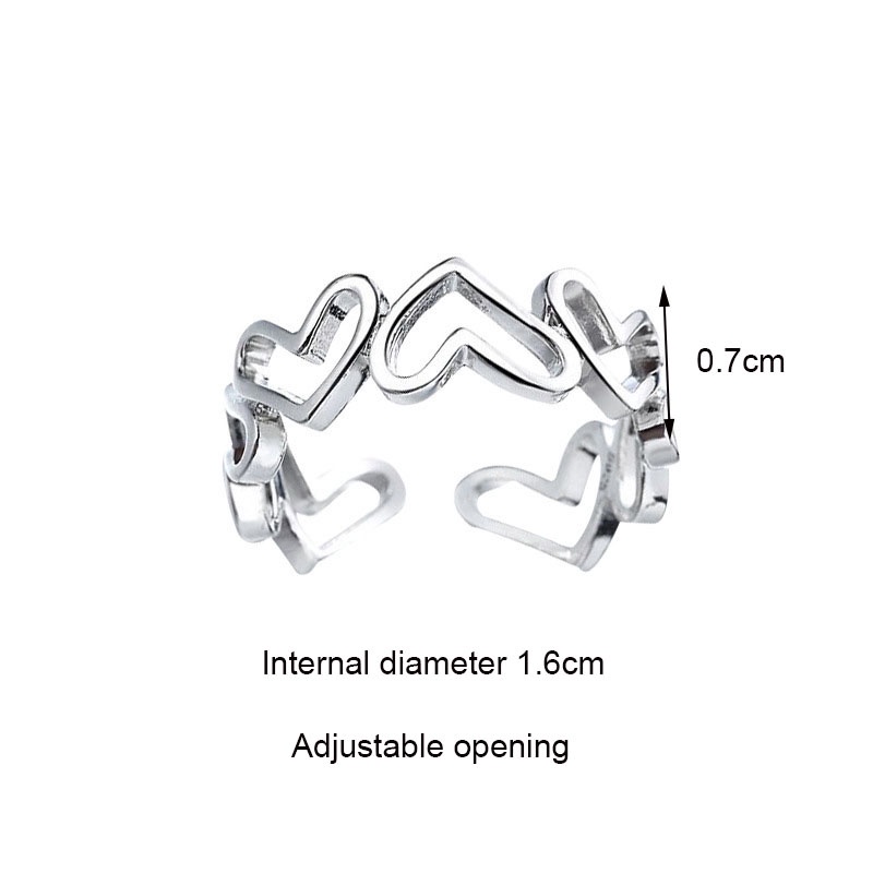 1 / 2pcs Cincin Bentuk Hati Model Hollow Untuk Wanita