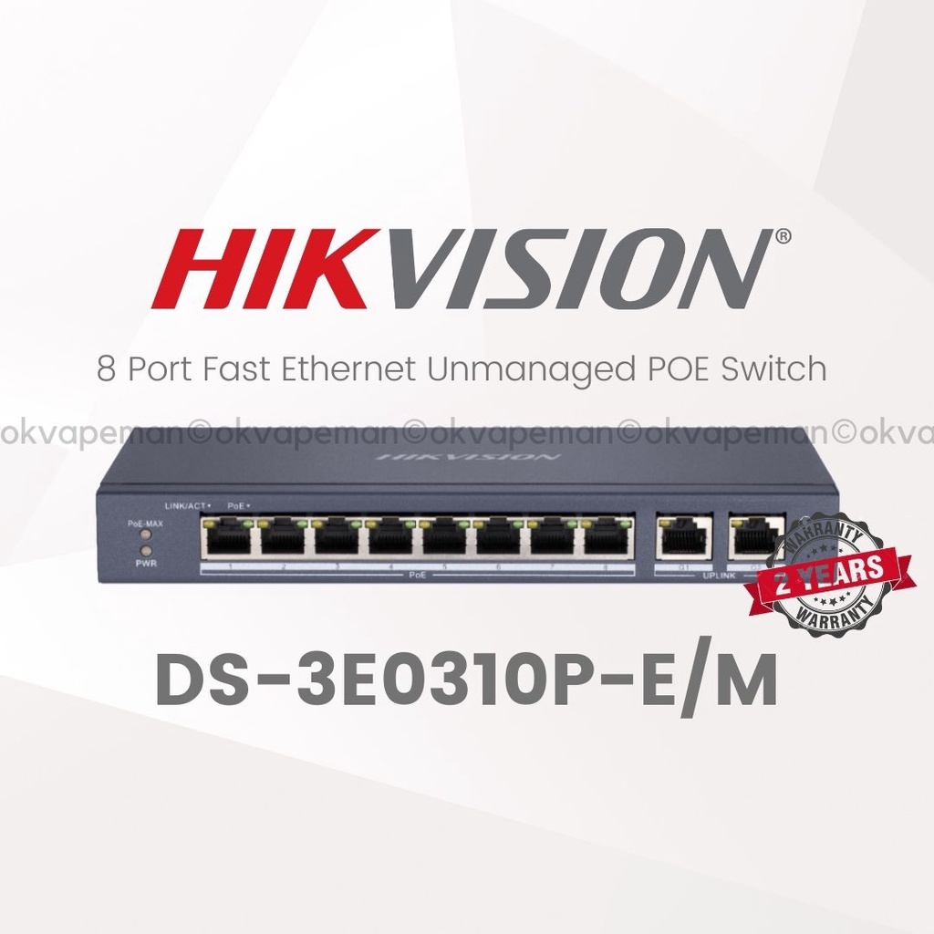 HIKVISION POE DS-3E0310P-E/M SWITCH HUB POE 8 PORT 2 UPLINK