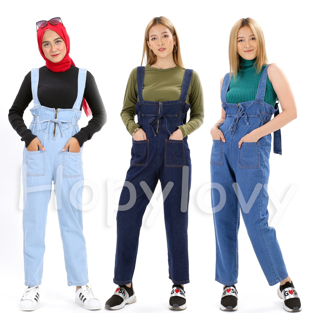 HOPYLOVY - Overall Jeans Wanita Navali