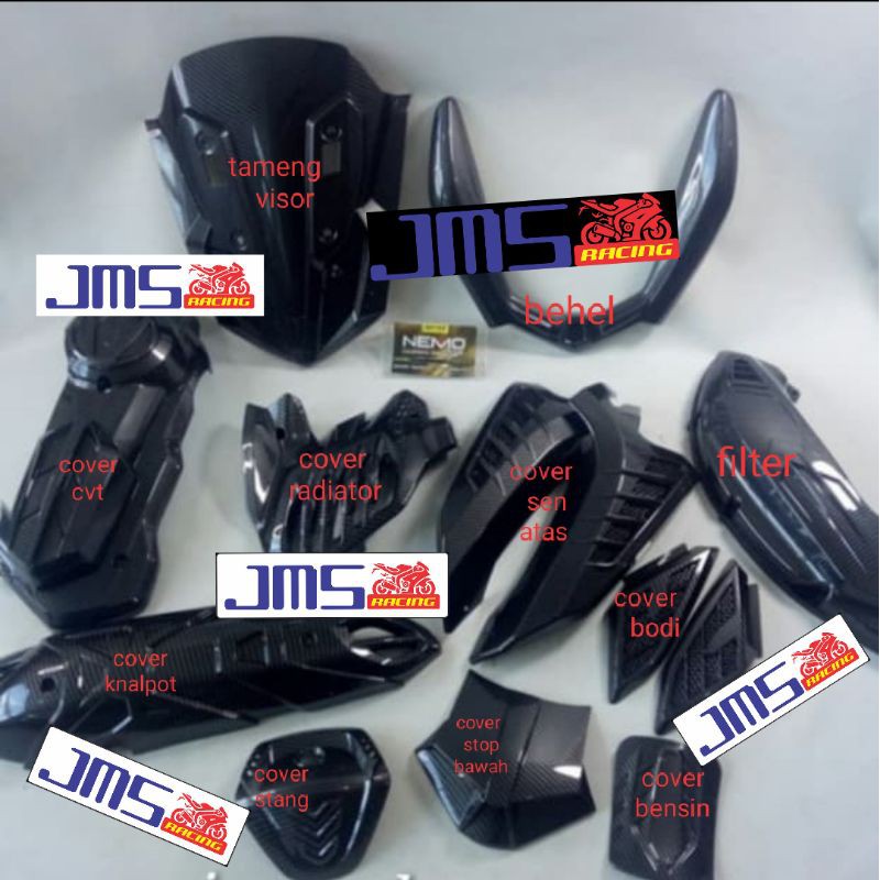 cover tutup carbon karbon bodi 1set yamaha nmax new 2020 nemo cover knalpot cvt filter radiator sen