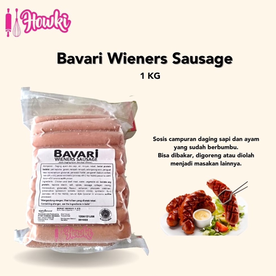 Sosis Sapi &amp; Ayam BAVARI Wieners Beef Sausage Premium 1 kg