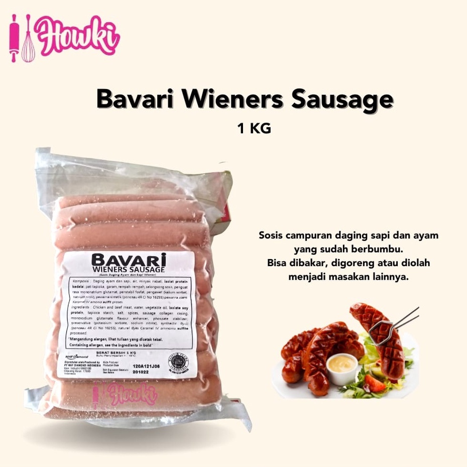 Sosis Sapi & Ayam BAVARI Wieners Beef Sausage Premium 1 kg