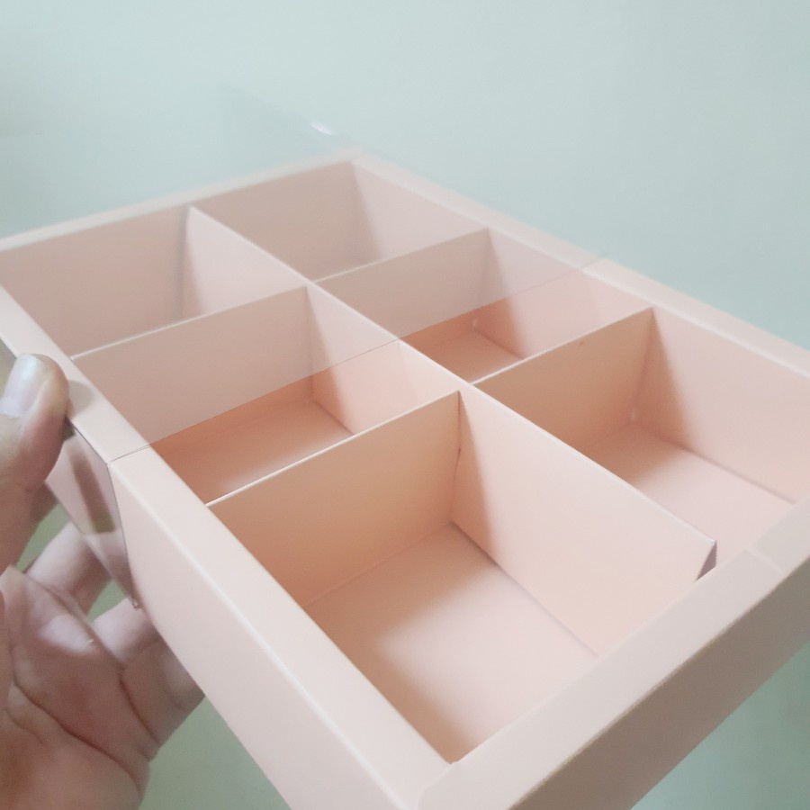 

(5 Pcs) Box Kue Cake Eggtart Mika Polos Kotak Kemasan Dus Kue Fruitpie Sekat 6 Pink Packaging Hampers