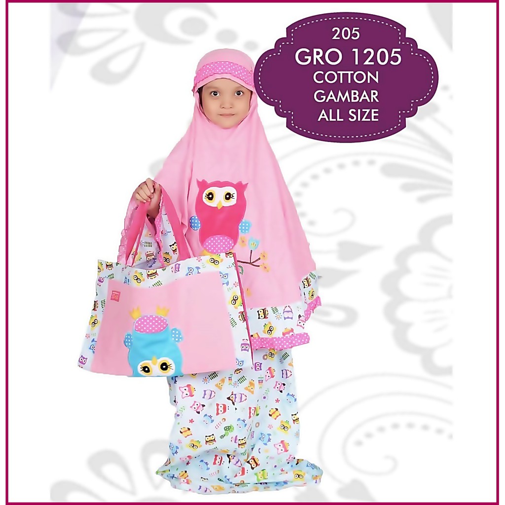 Mukena Sholat Muslimah Anak Perempuan Lucu Cantik Pink Gambar