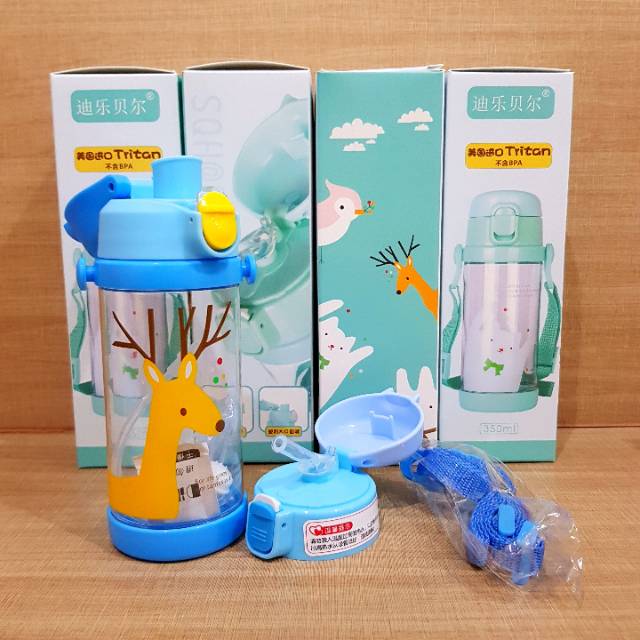 BOTOL AIR MINUM ANAK DILLER TRITAN 100% BPA FREE DUAL CAP