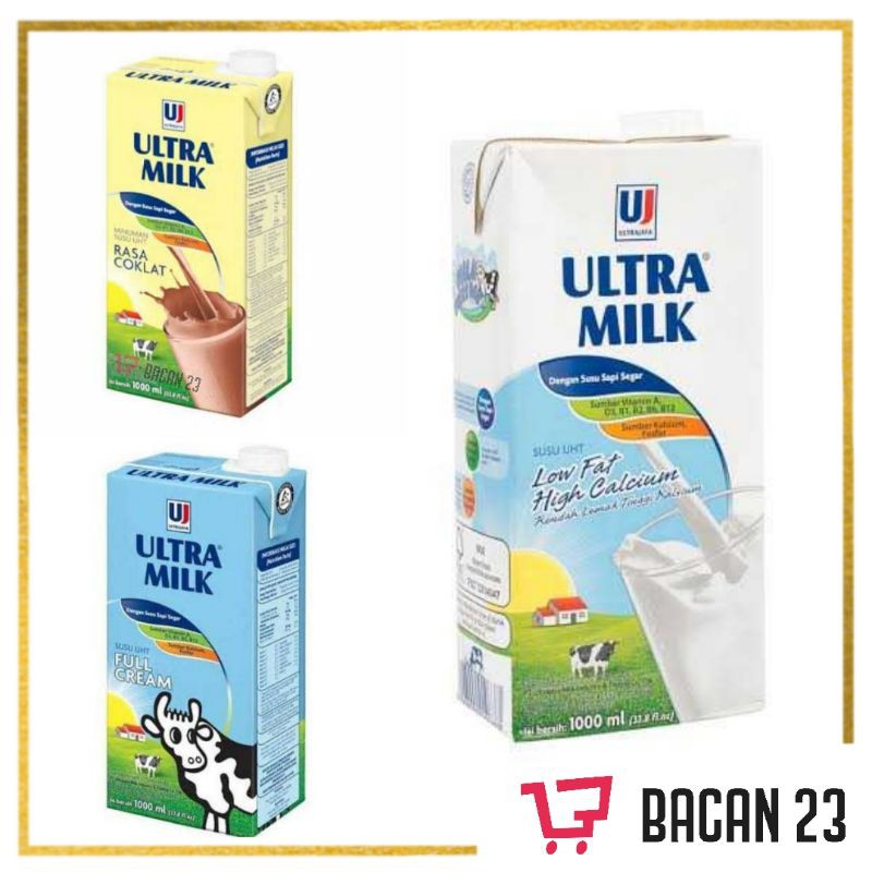 

Ultra Milk (1Lt) - (Full Cream - Coklat - Low Fat) / Susu Ultra / Bacan 23 - Bacan23