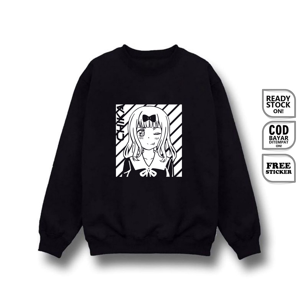 SWEATER WAIFU ANIME MANGA CHIKA FUJIWARA KAGUYA SAMA WA KOKURASETAI LOVE IS WAR SHINOMIYA MIKO LINO AI HAYASAKA COSPLAY JAPAN CULTURE SHUCHI ACADEMY OTAKU WIBU BAJU JEPANG SIGN CLOTH