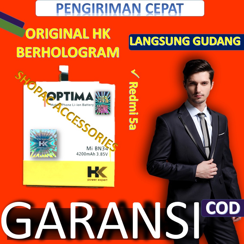 BATERAI bisa untuk xiaomi bisa untuk redmi 5A BN 34 DOUBLE POWER HK OPTIMA